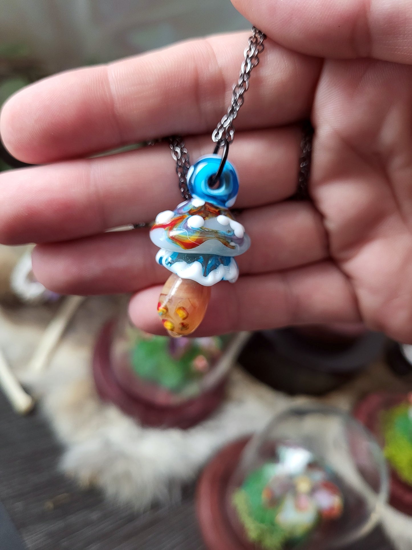 Pride Rainbow Mushroom Pendants