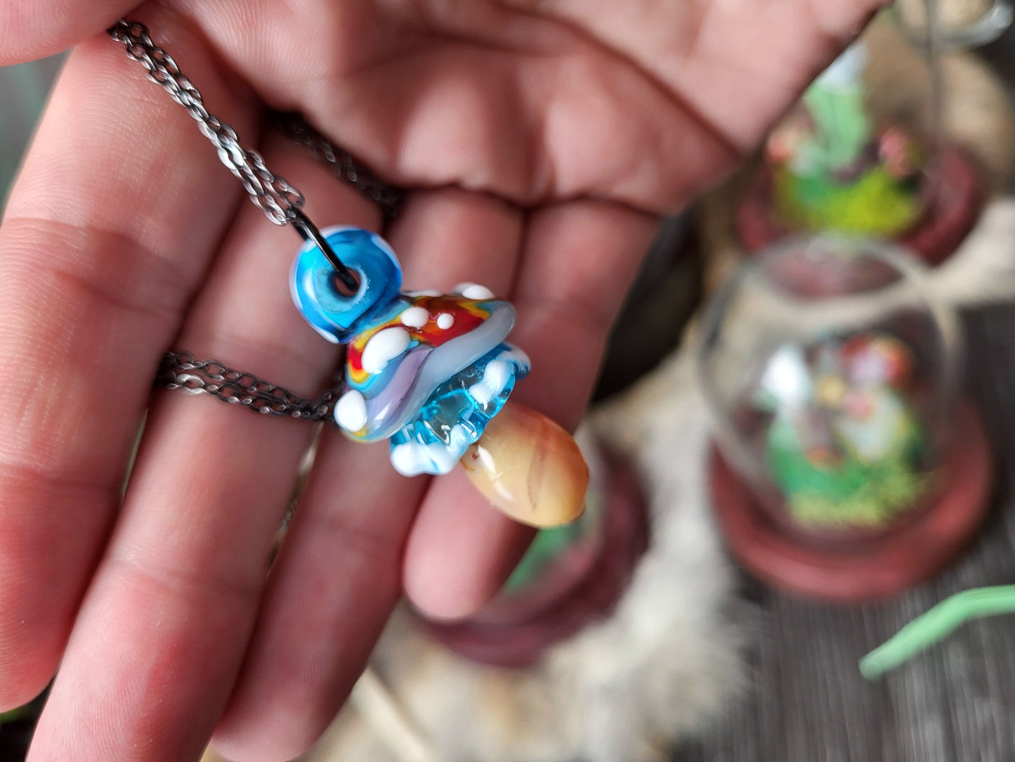 Pride Rainbow Mushroom Pendants