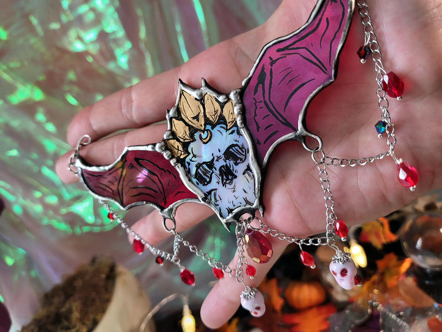 Memento Mori II Stained Glass Statement Necklace