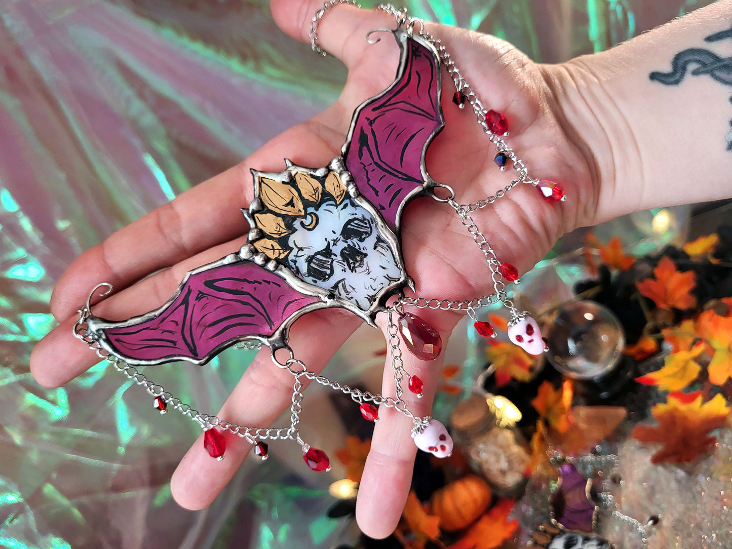 Memento Mori II Stained Glass Statement Necklace