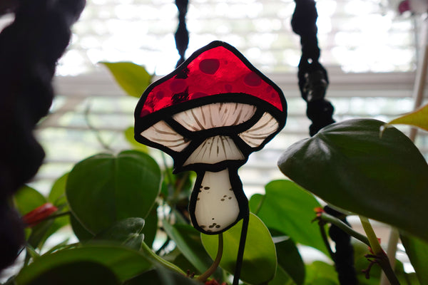 Mushroom Stained Glass Plant Stakes