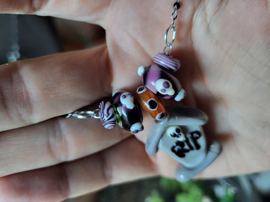 Glass Tombstone (Orange Themed) Pendant Necklace