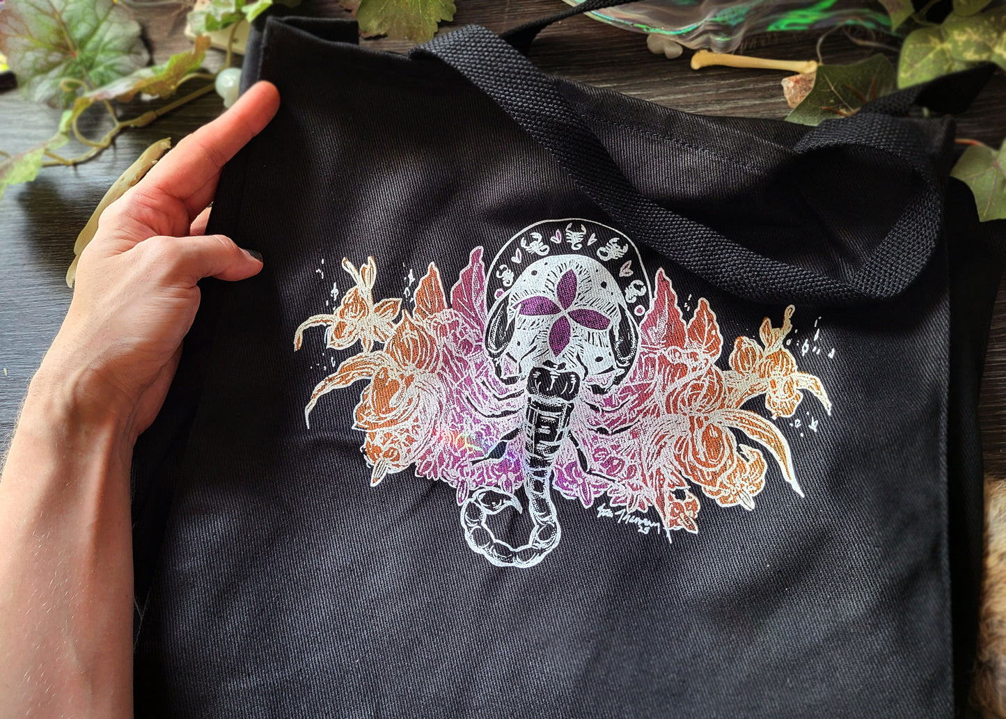 Little Scorpion Black Cotton Canvas Tote Bag