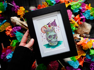 Skull Spooky Tiki Drink Original Painting