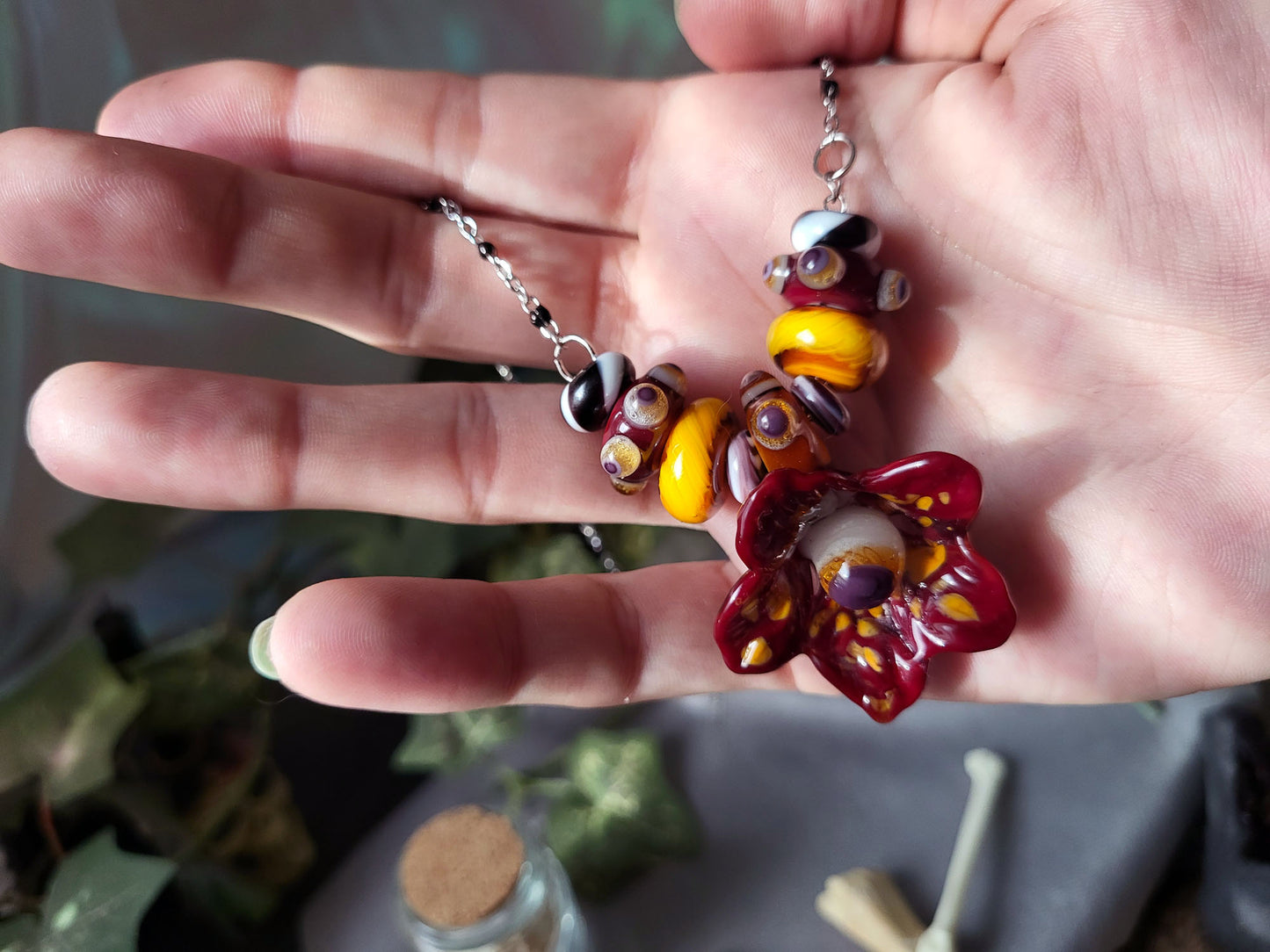 Sybil's Gaze Glass Bead Statement Necklace