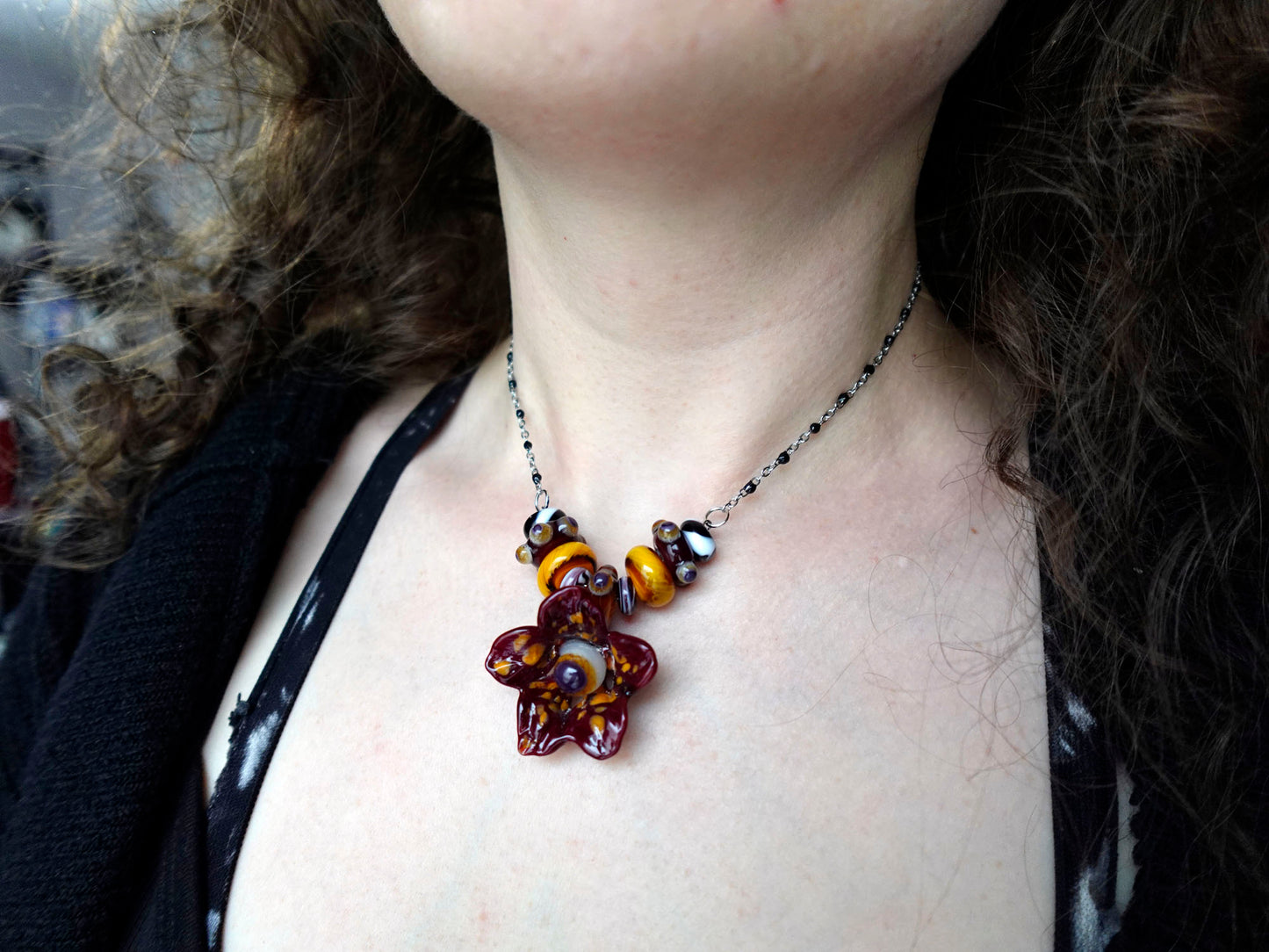 Sybil's Gaze Glass Bead Statement Necklace