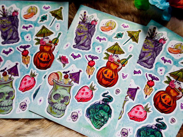 Spooky Tiki Drinks Sticker Sheets