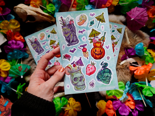 Spooky Tiki Drinks Sticker Sheets