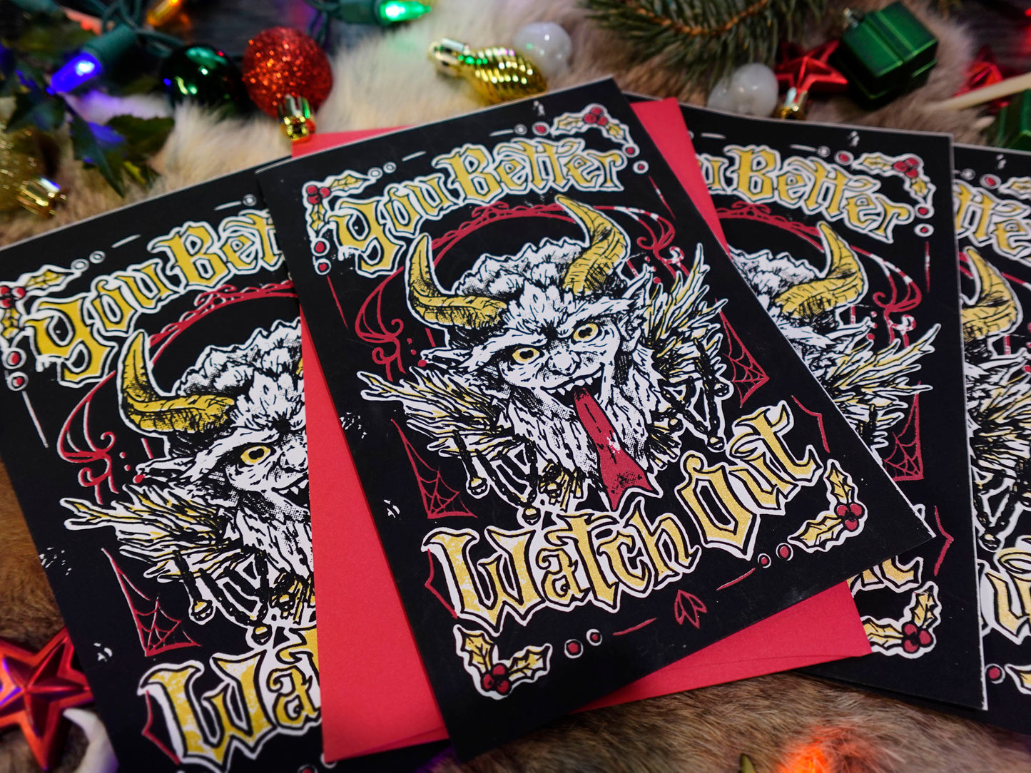 You Better Watch Out Hand Printed Cards