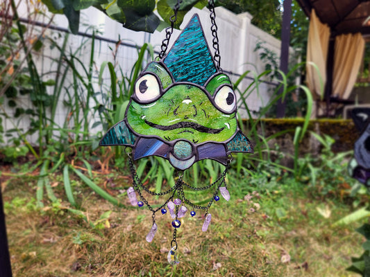 Wizard Frog Stained Glass Sun Catcher