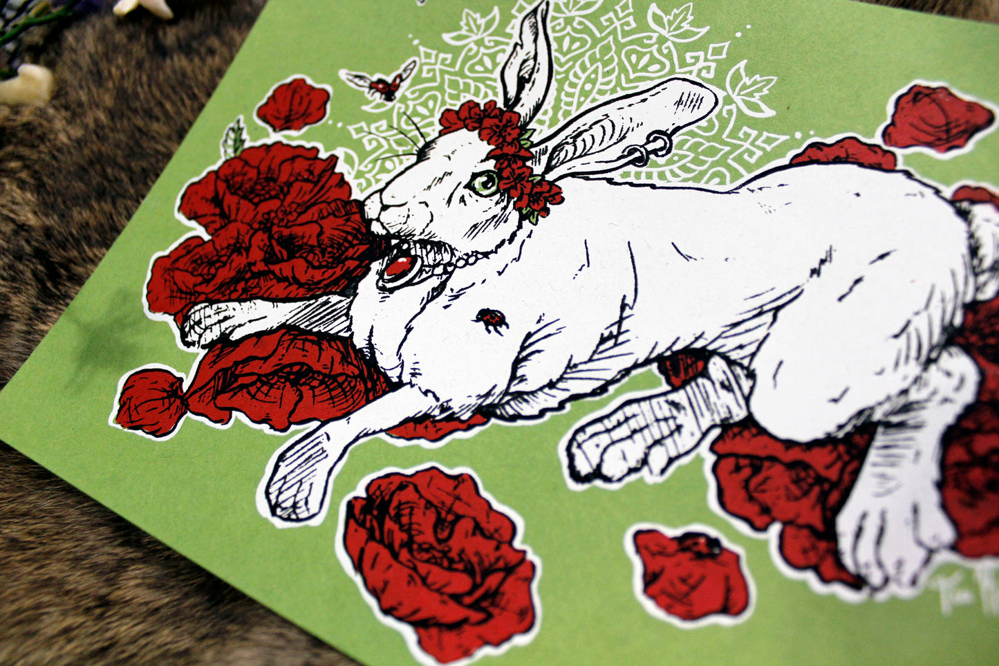 Spring Hare Hand Screen Printed Fine Art Print