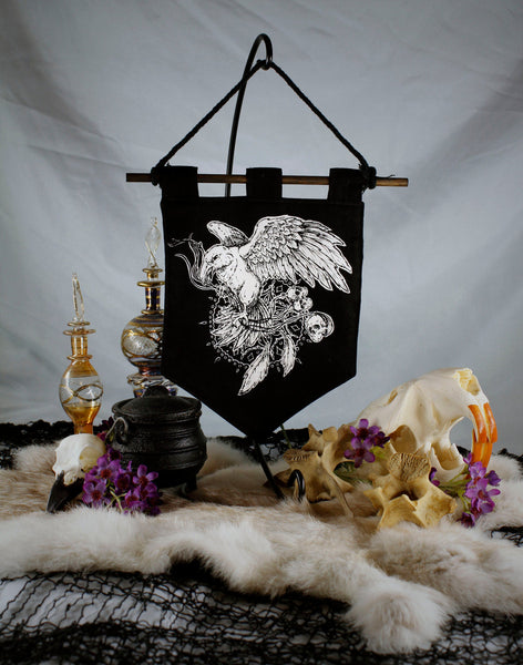 Last of Stock White Raven Handmade Bitty Banner