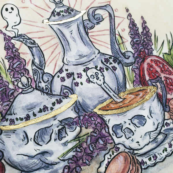 Haunted Tea Party Hand Embellished Fine Art Print