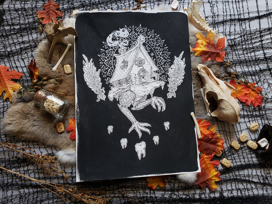 Baba Yaga's Hut Original Pen and Ink Drawing