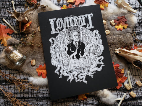 HP Lovecraft Monster Portrait Hand Screen Printed Fine Art Print