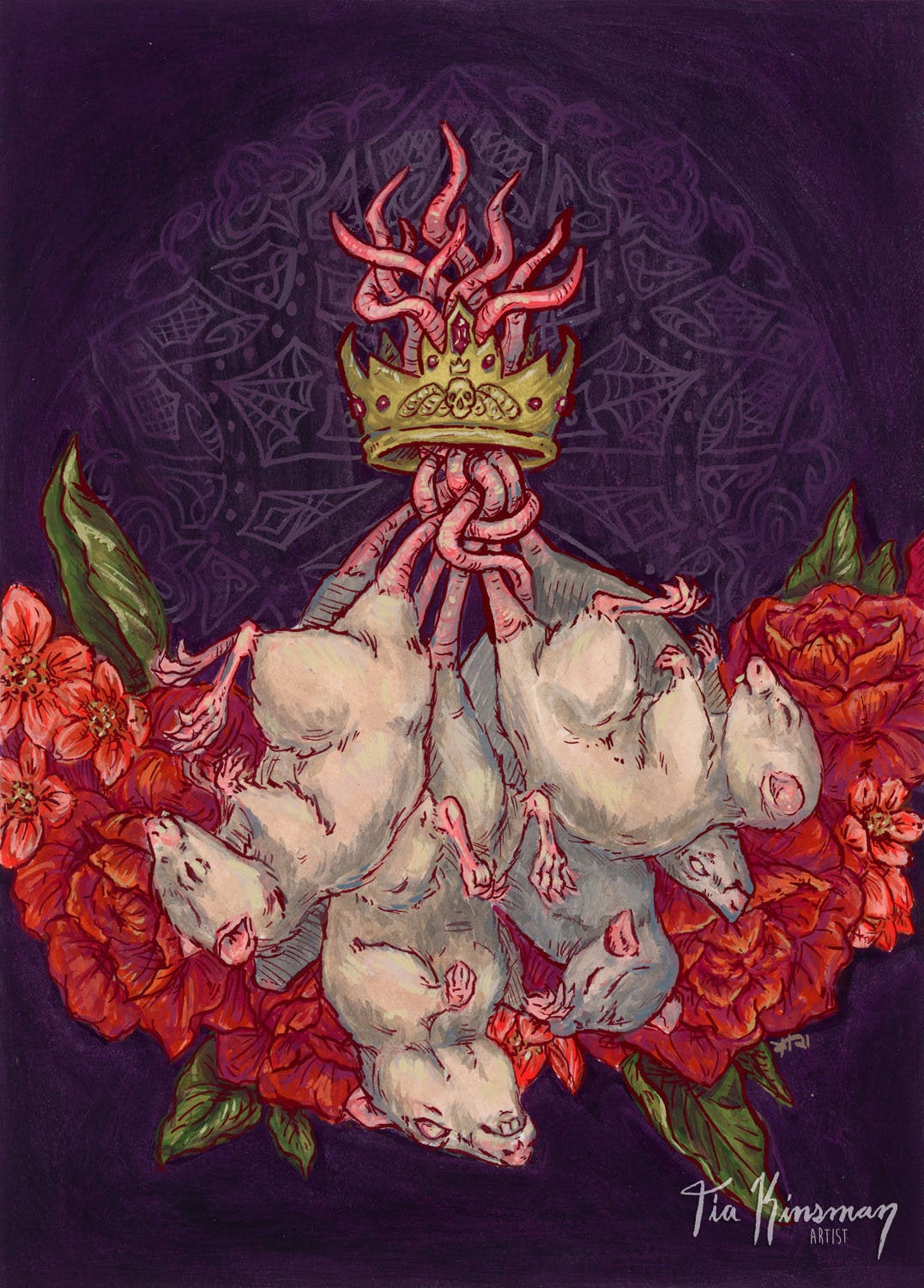 The Rat King Original Watercolor and Gouache Painting