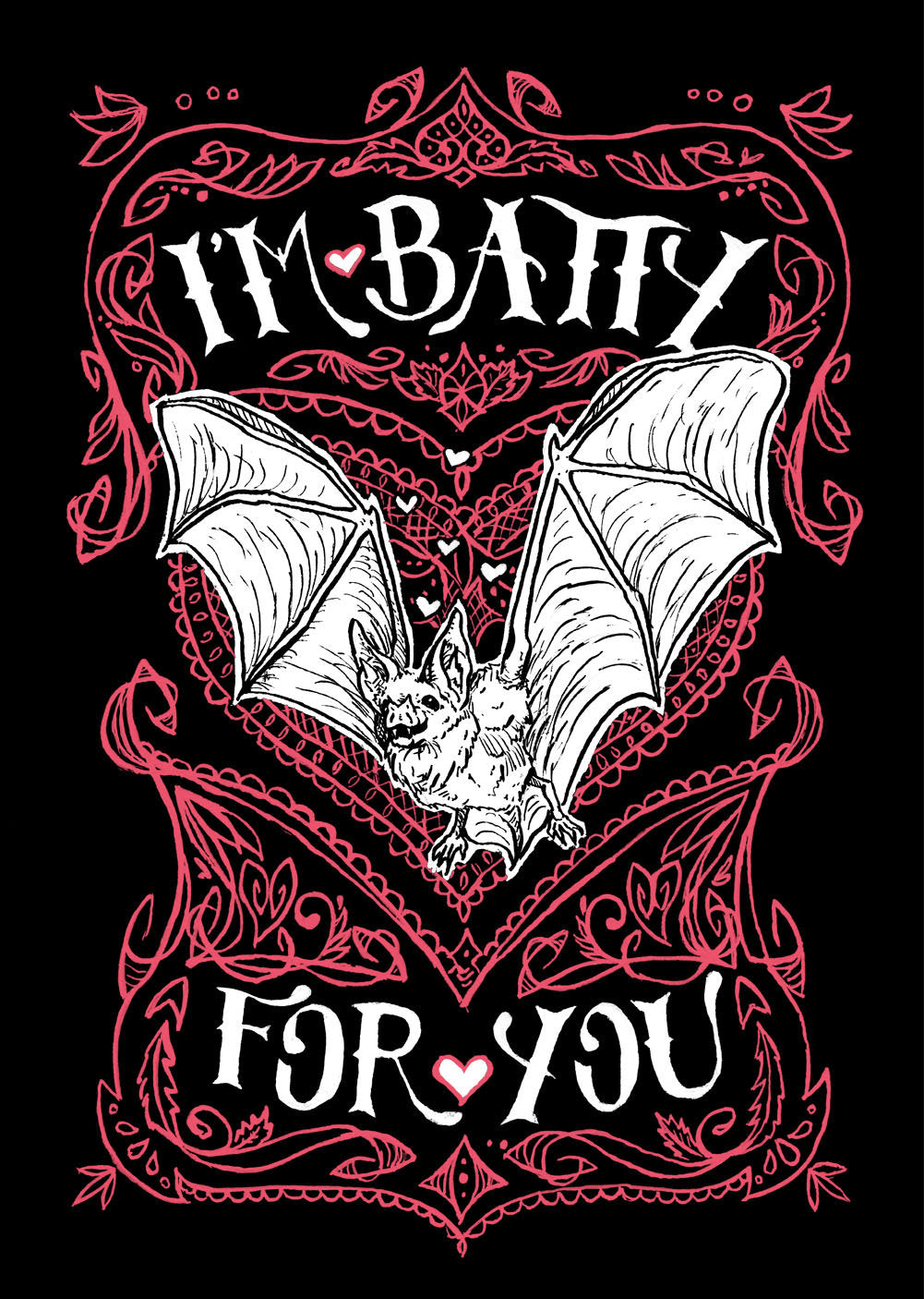 Batty For You Original Pen & Ink Drawing