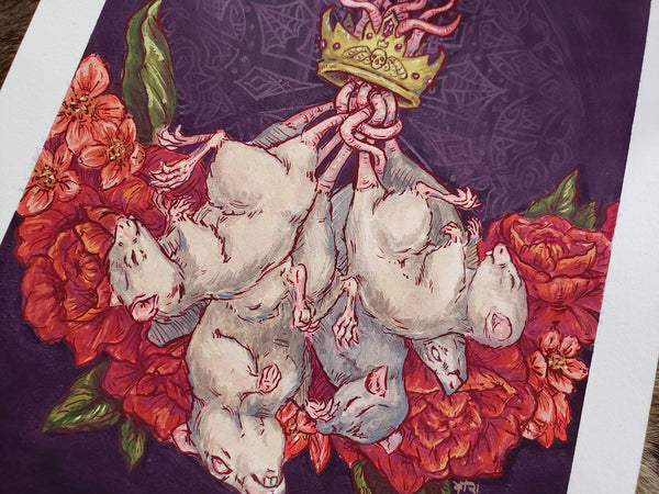The Rat King Original Watercolor and Gouache Painting