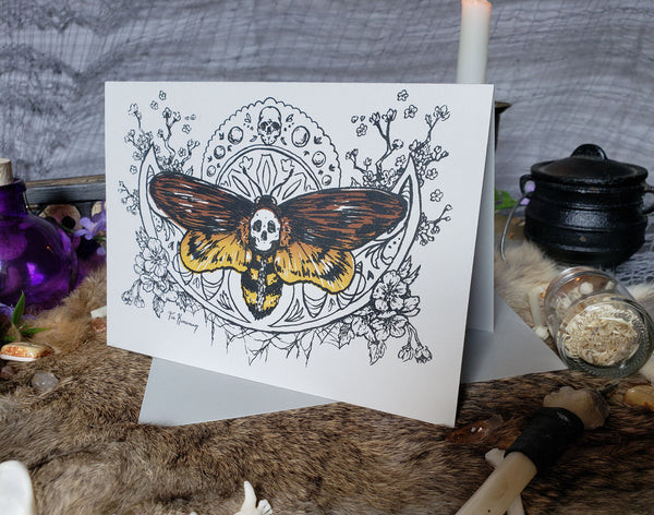 Deaths Head Moth Goth Greeting Cards