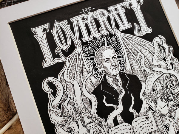 HP Lovecraft Monster Portrait Original Drawing