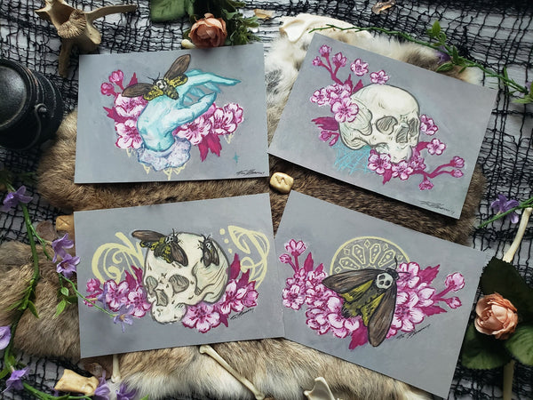 Skull and Death's Head Moth Mini Print