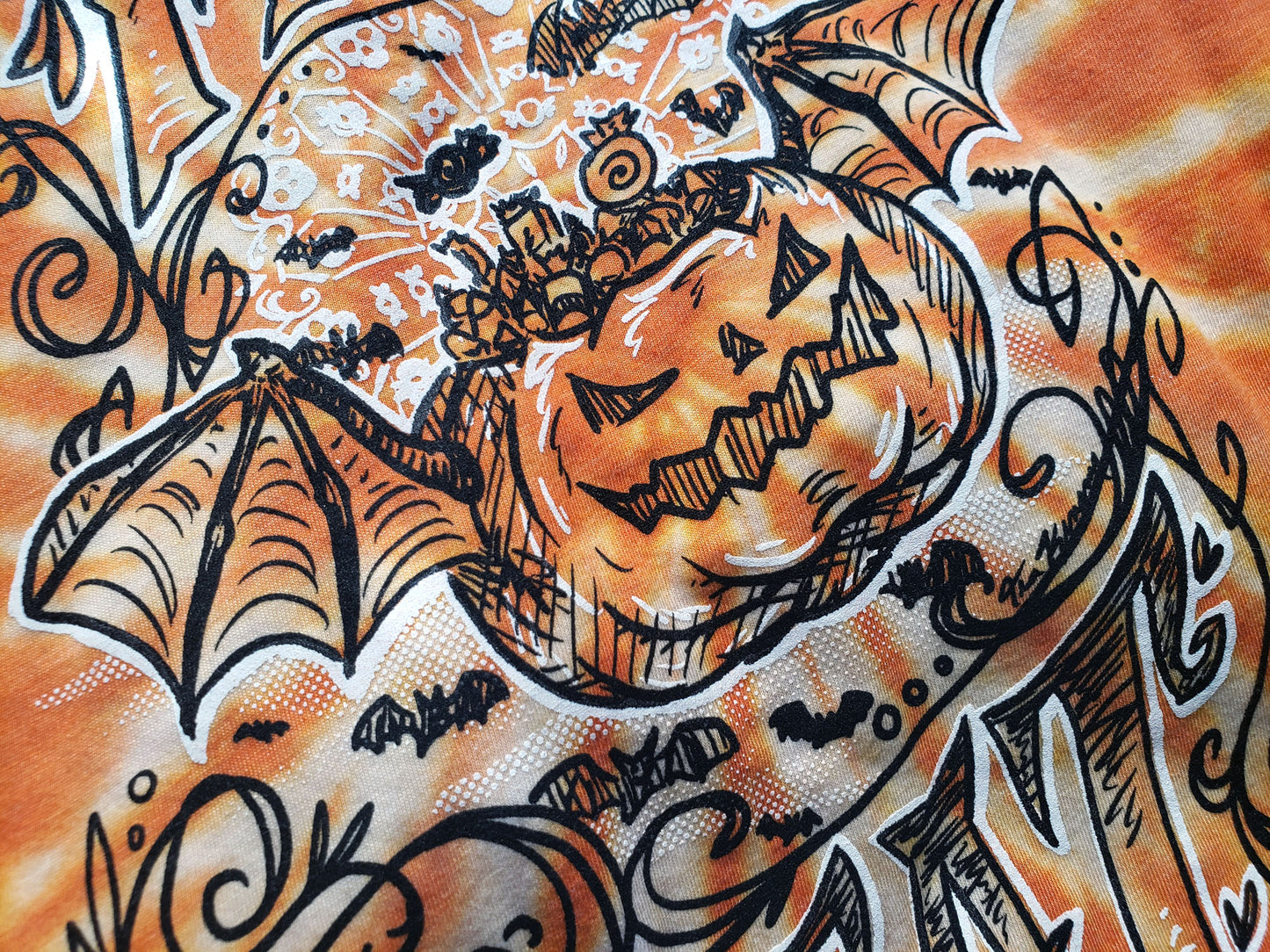 Trick or Treat Hand Tie Dyed Unisex Baseball Tee